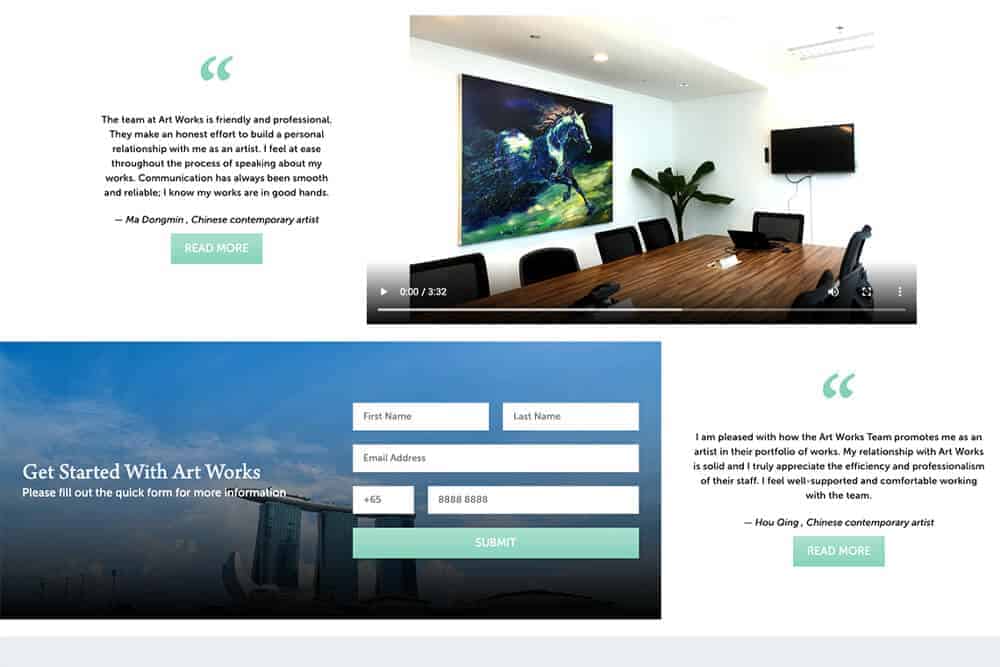 Artworks portfolio page screenshot