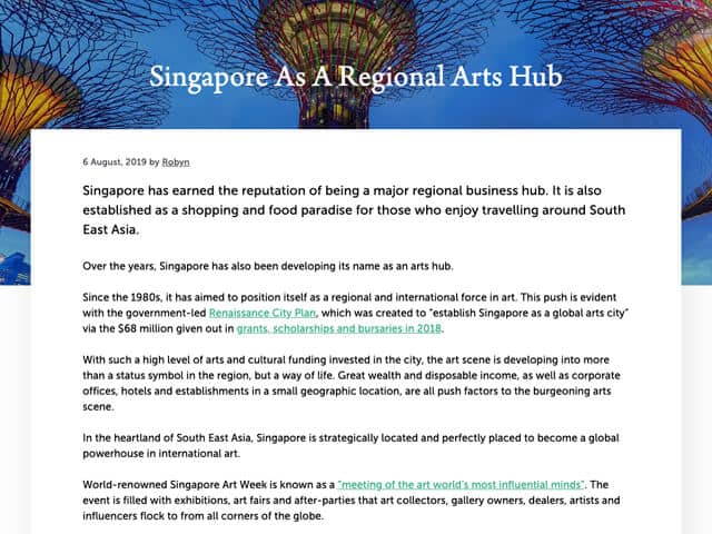 Artworks portfolio page screenshot