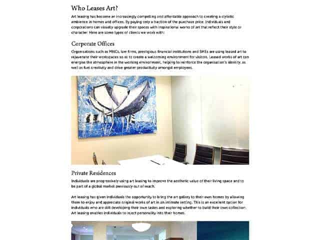 Artworks portfolio page screenshot