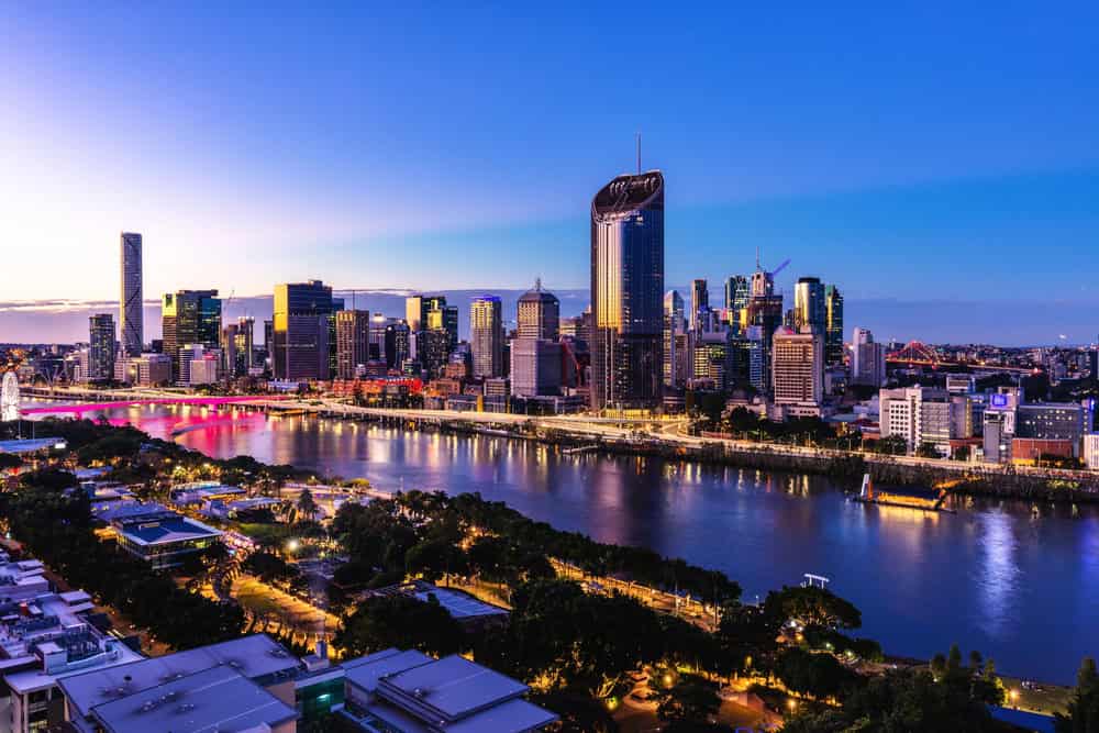 Brisbane skyline view at twilight, Australia.
