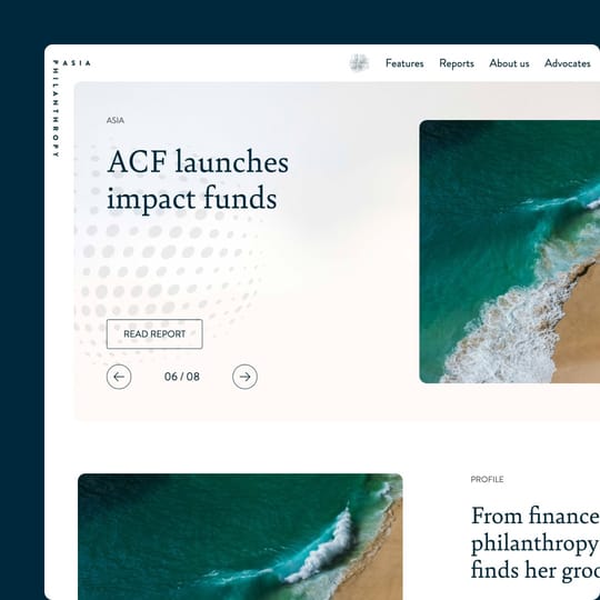 Webpage snapshot highlighting ACF's new impact funds
