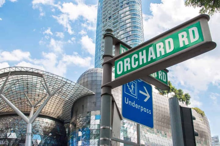 Orchard Road street and underpass sign, Singapore.
