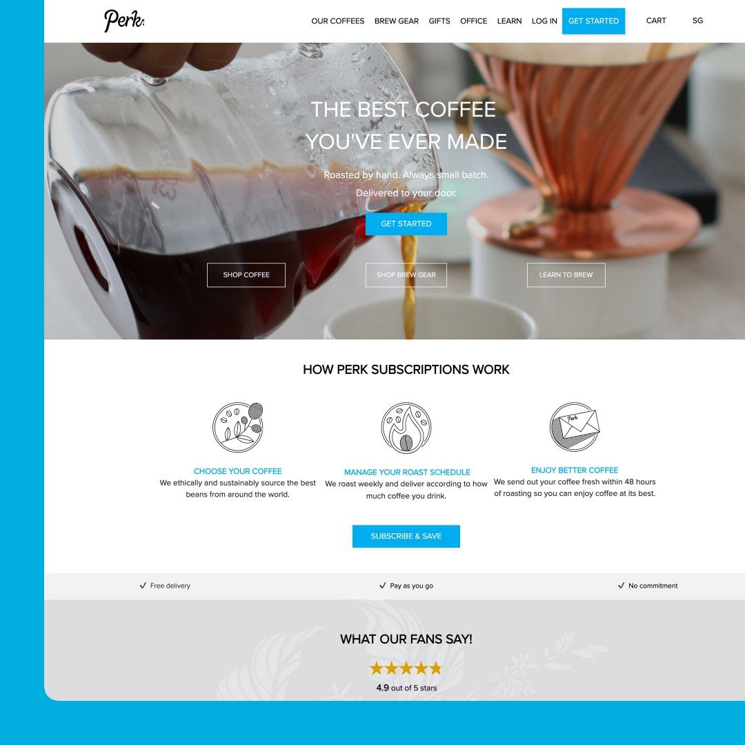 Perk Coffee website
