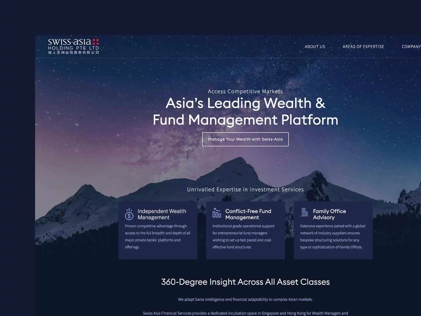 Portfolio website design for Swiss Asia