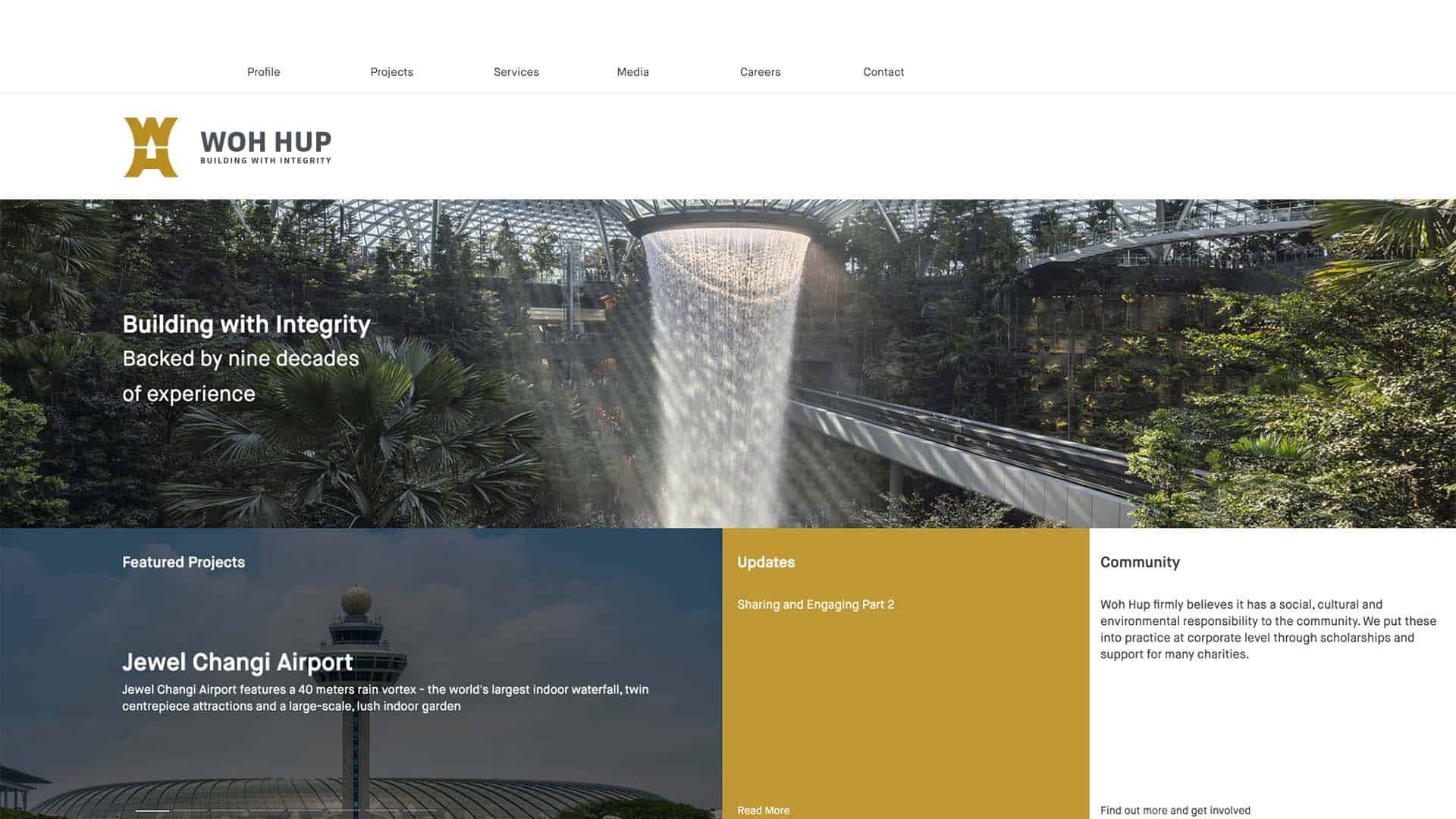 Portfolio website design for Woh Hup before redesign