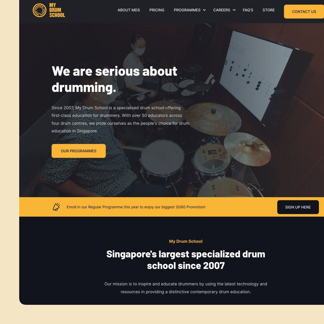My Drum School website