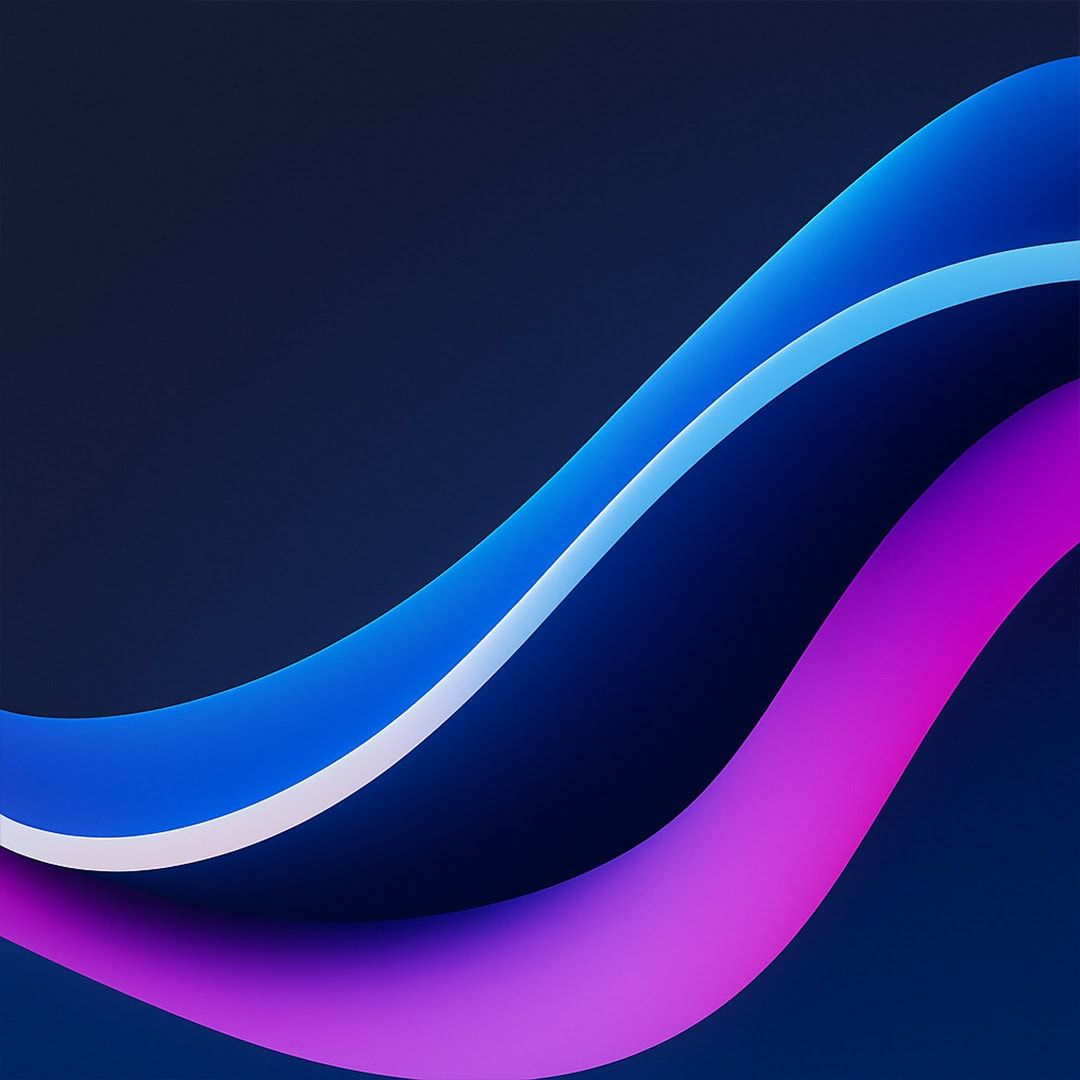Abstract blue and pink flowing waves on dark background