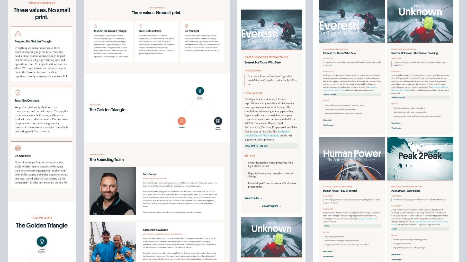 Explore Performance website