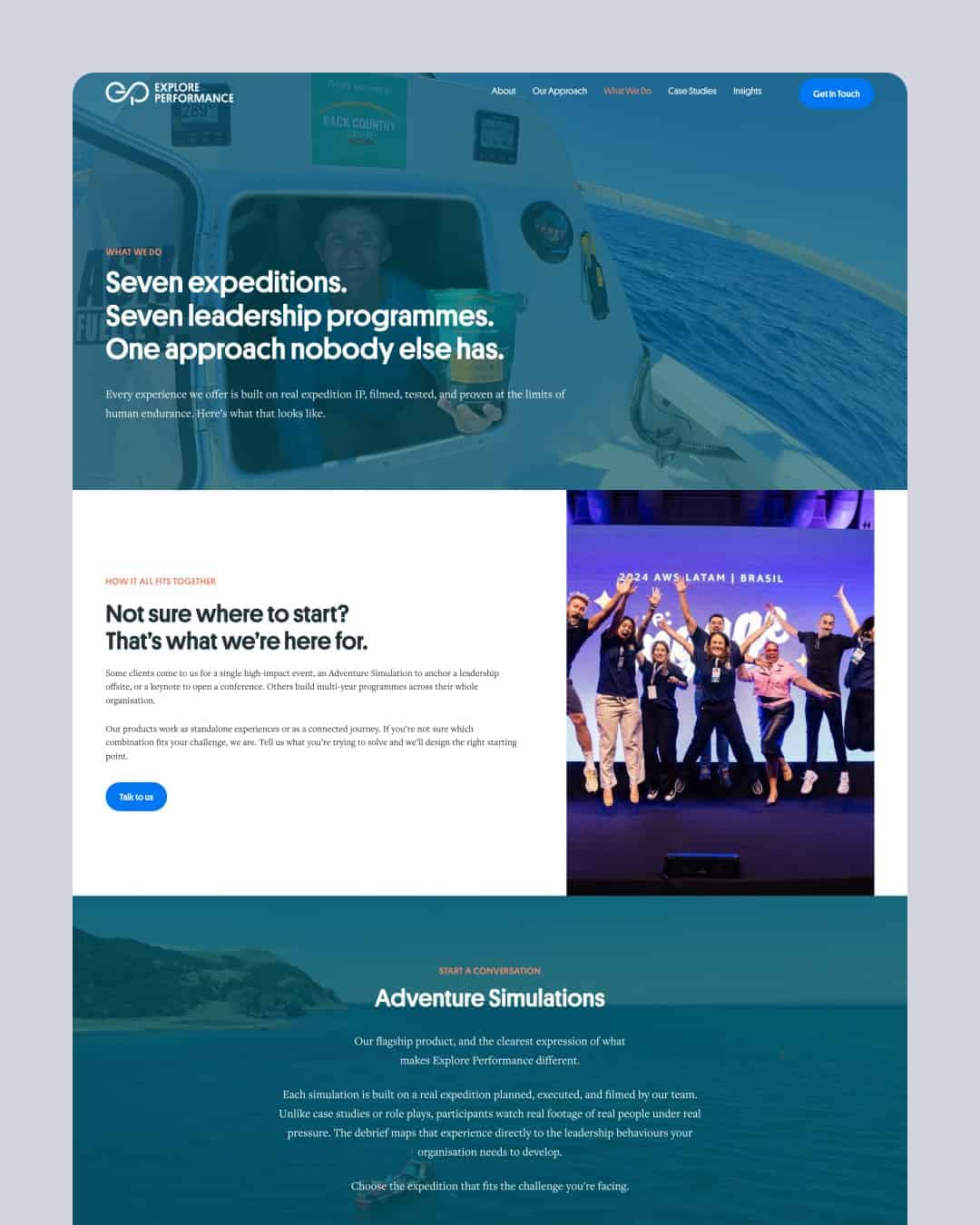 Explore Performance website