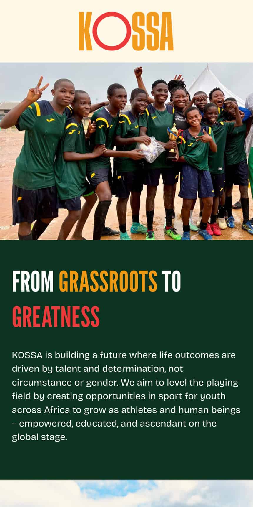 Youth football team celebrates with trophy at KOSSA event