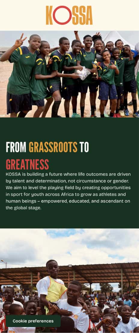 KOSSA youth footballers celebrating at grassroots sports event