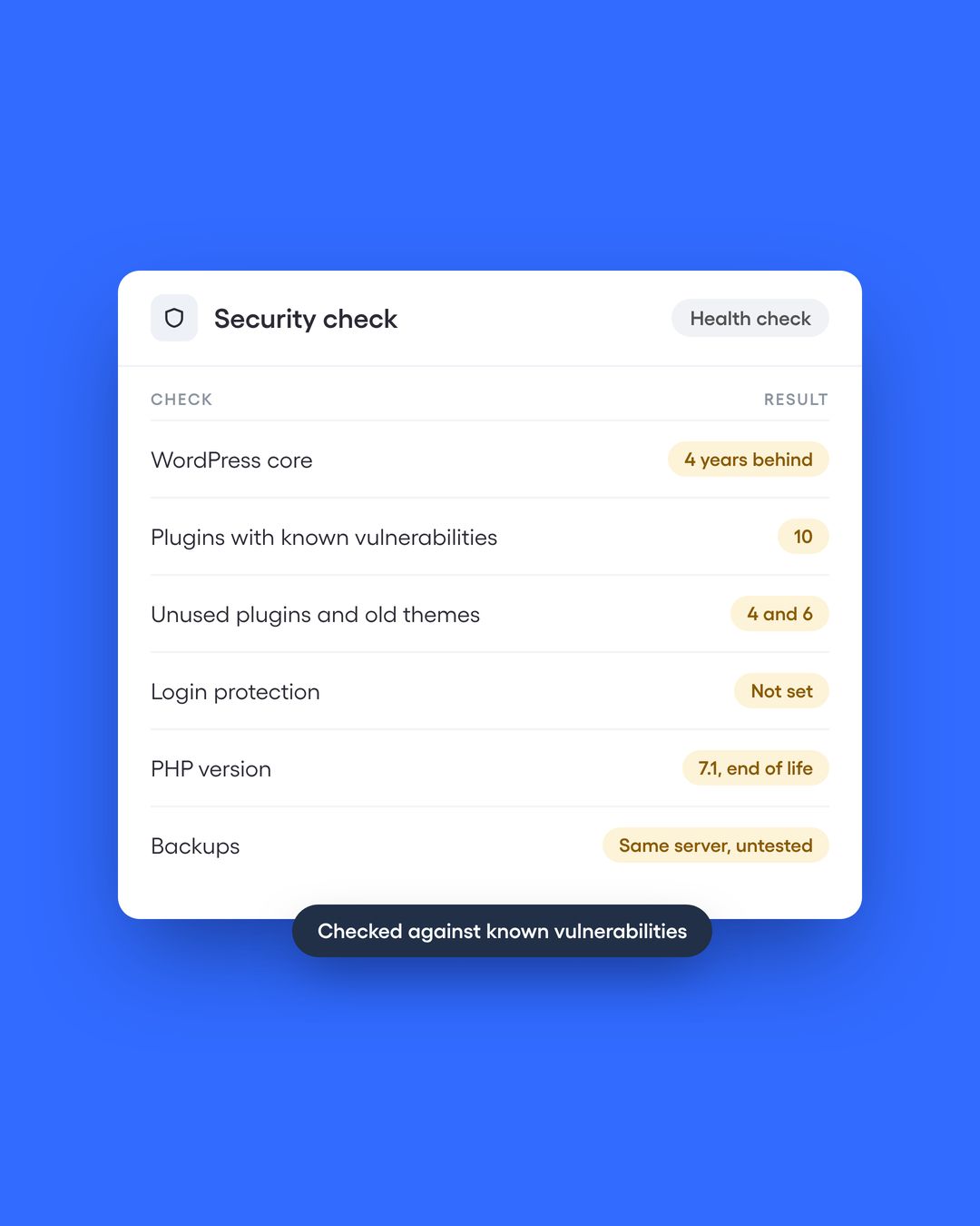 Security comes first