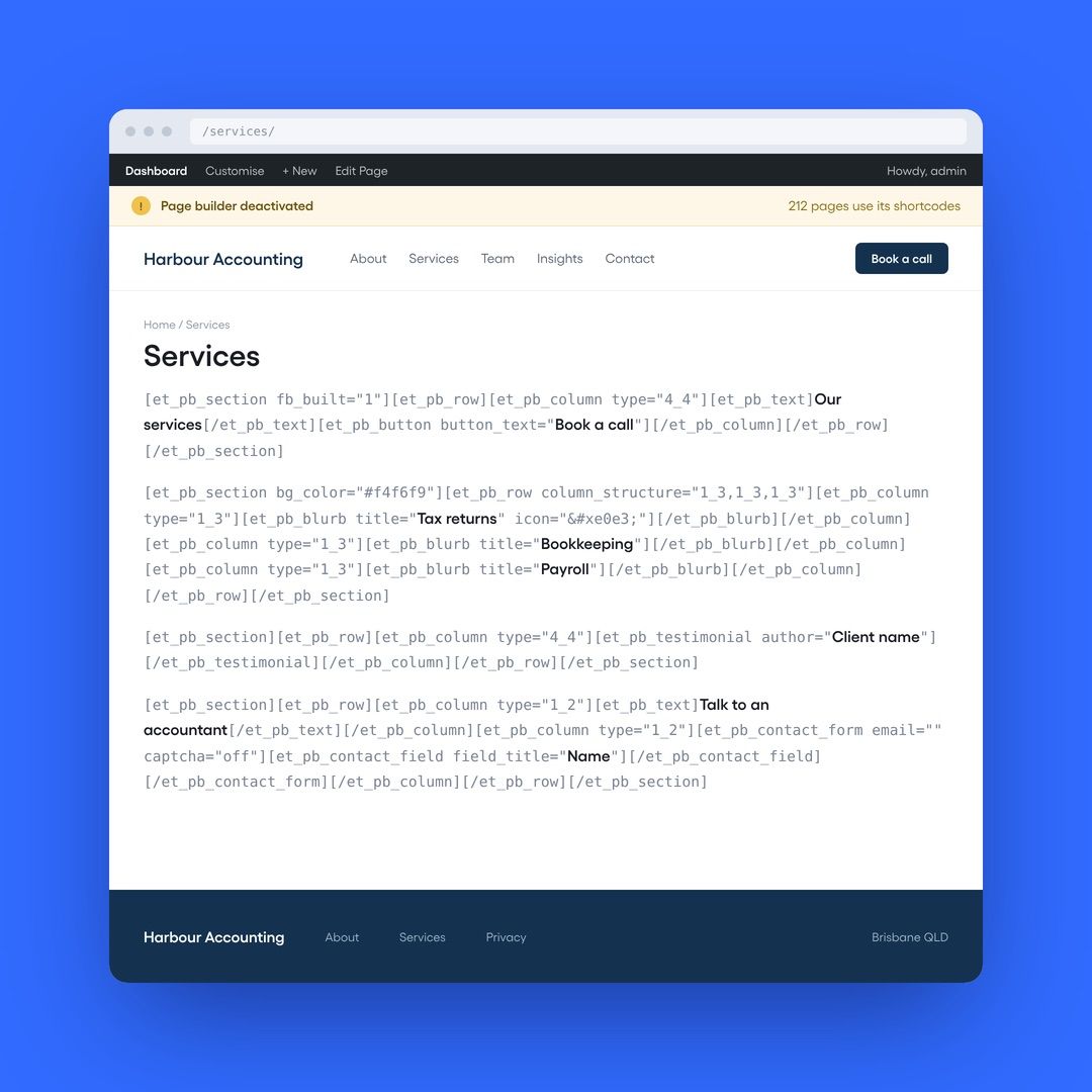 Live page printing raw page builder shortcodes after the builder was deactivated