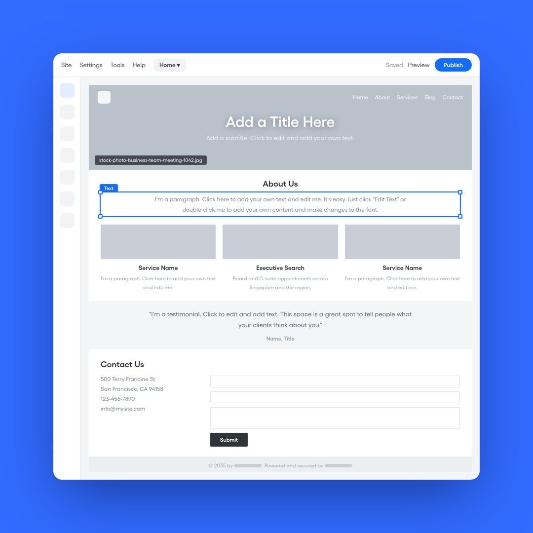 Wix template page still showing placeholder text