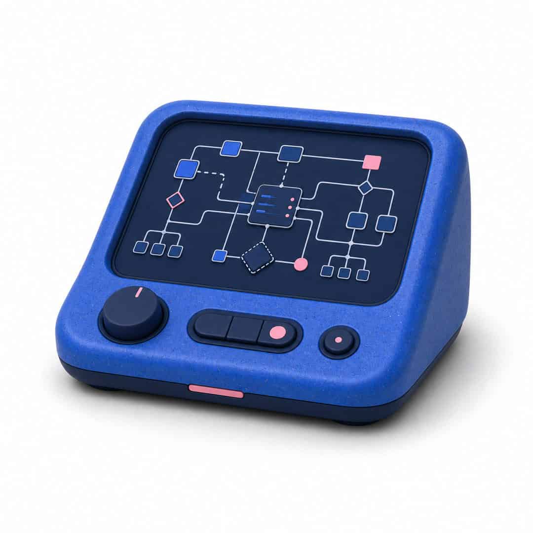 Blue electronic control console with circuit diagram display