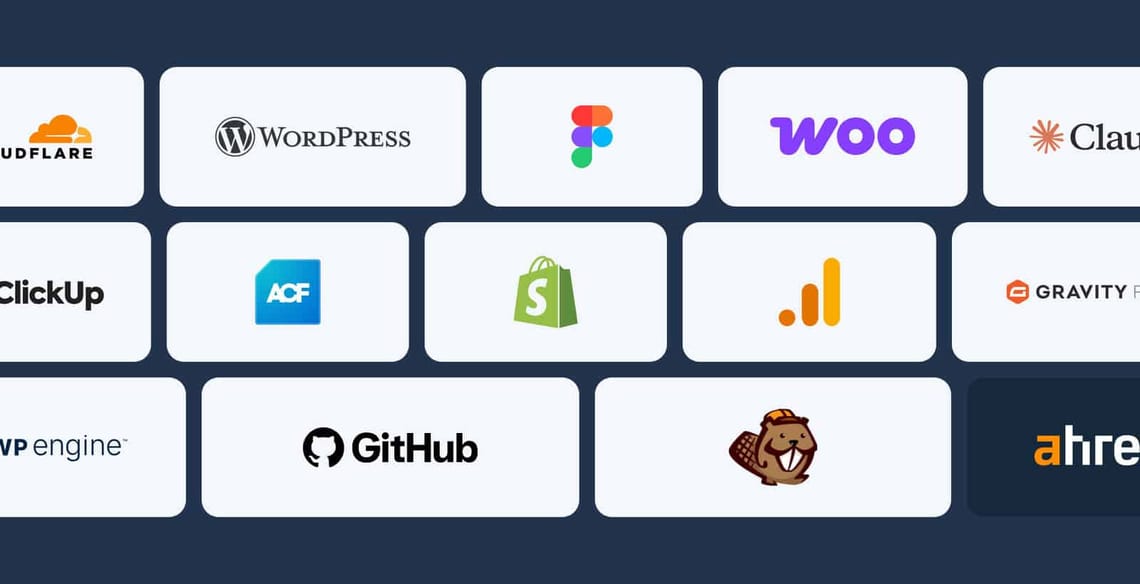 Grid of web development and marketing platform logos