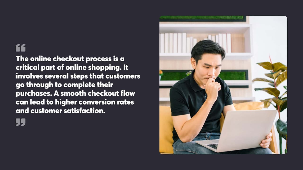 The online checkout process is a critical part of online shopping. It involves several steps that customers go through to complete their purchases. A smooth checkout flow can lead to higher conversion rates and customer satisfaction.