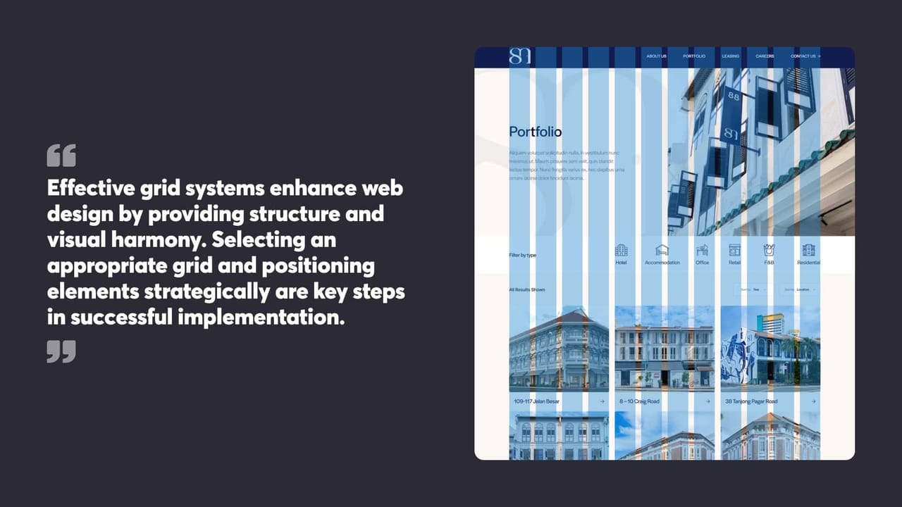 Effective grid systems enhance web design by providing structure and visual harmony. Selecting an appropriate grid and positioning elements strategically are key steps in successful implementation.
