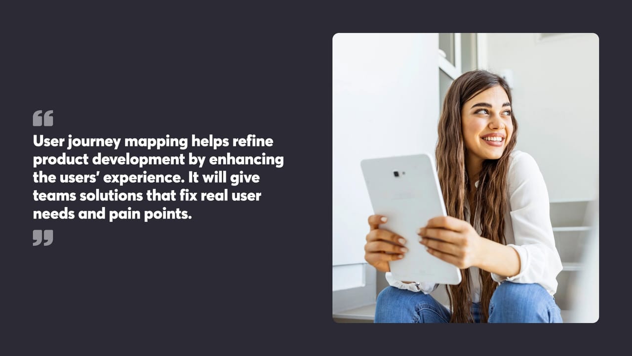 Joyful woman reading digital tablet in bright setting