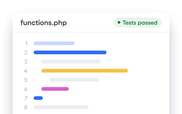 functions.php test results with coloured progress bars