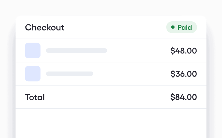 Paid checkout summary totalling $84.00