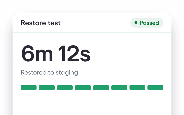 Restore test passed in six minutes twelve seconds