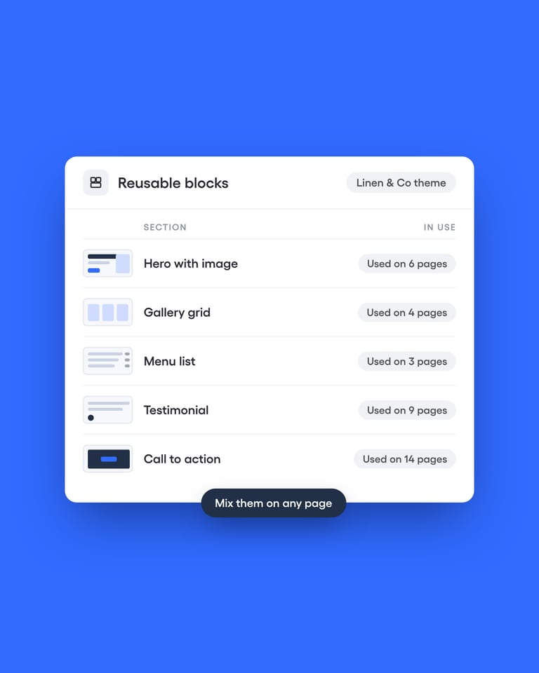 Your design, rebuilt as a custom theme