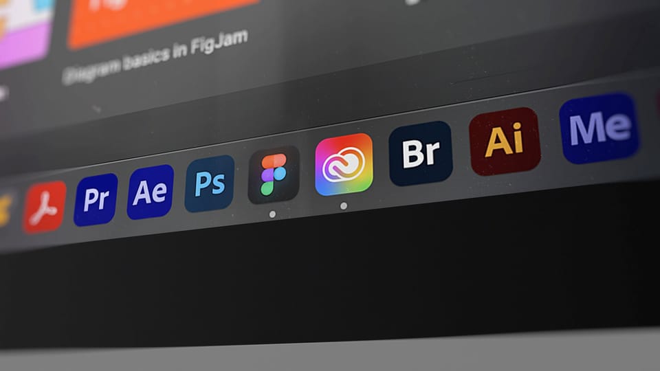 Dock displaying various creative software icons
