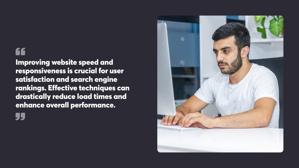 Man researching website optimization techniques on computer