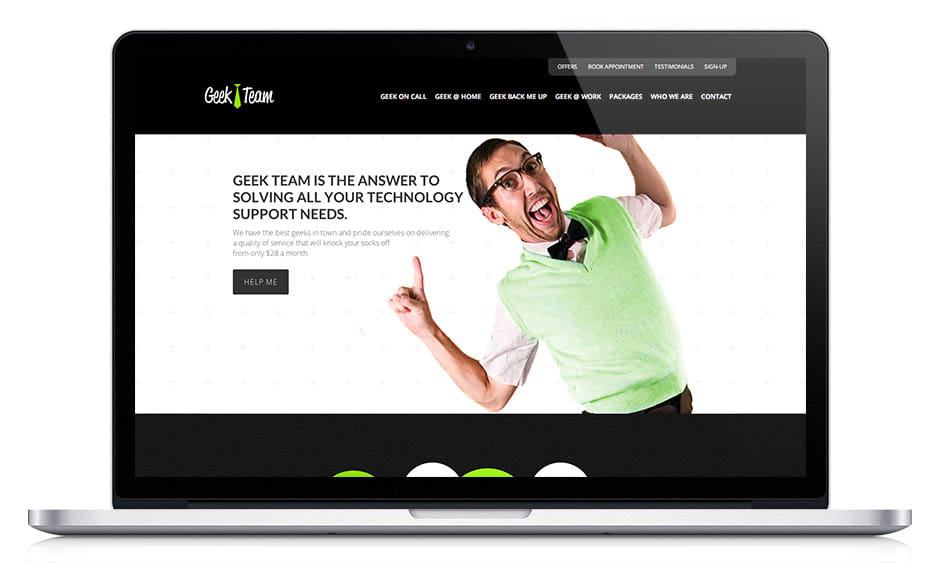 geekteam-macbook Geek Team website displayed in MacBook screen