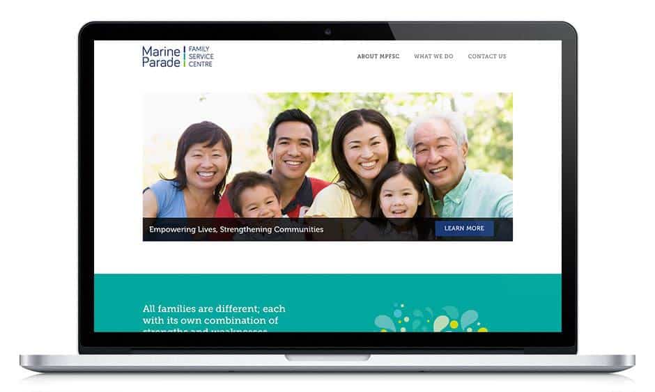 Marine Parade website displayed in MacBook screen