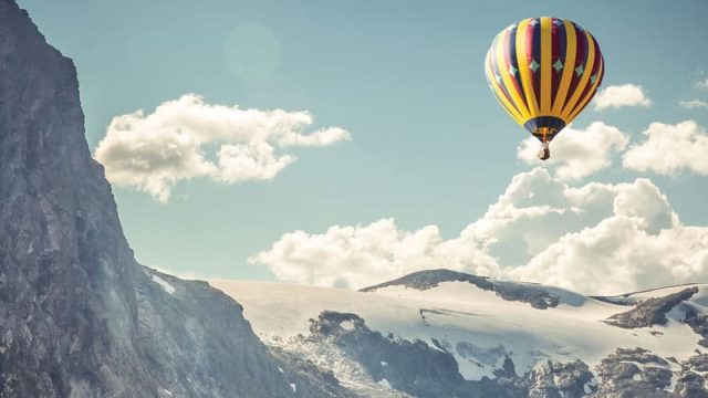 Hot air balloons on a one page websites representation