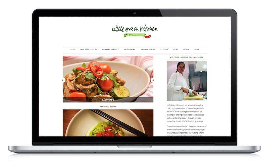 littlegreenkitchen-macbook Little Green Kitchen website displayed in MacBook laptop screen