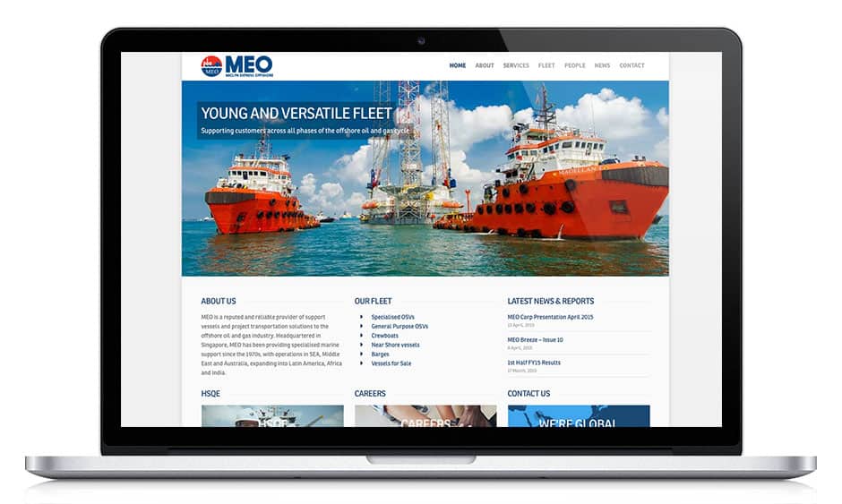 meogroup-macbook Miclyn Express Offshore website displayed in MacBook screen