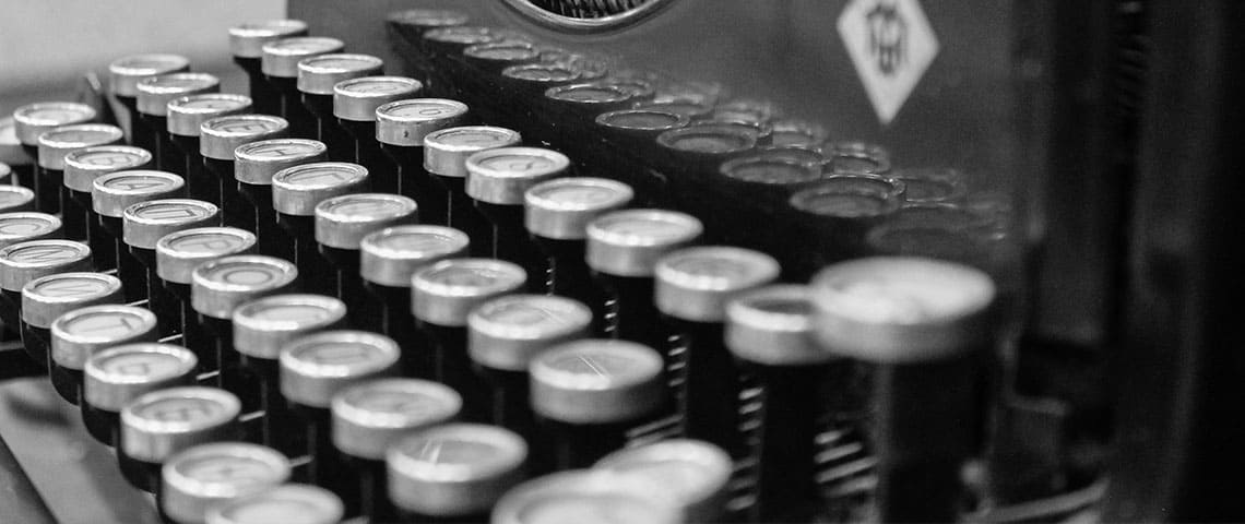 Antique typewriter keys shot up close