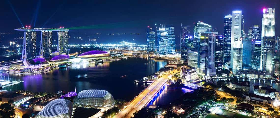Singapore skyline against the night sky