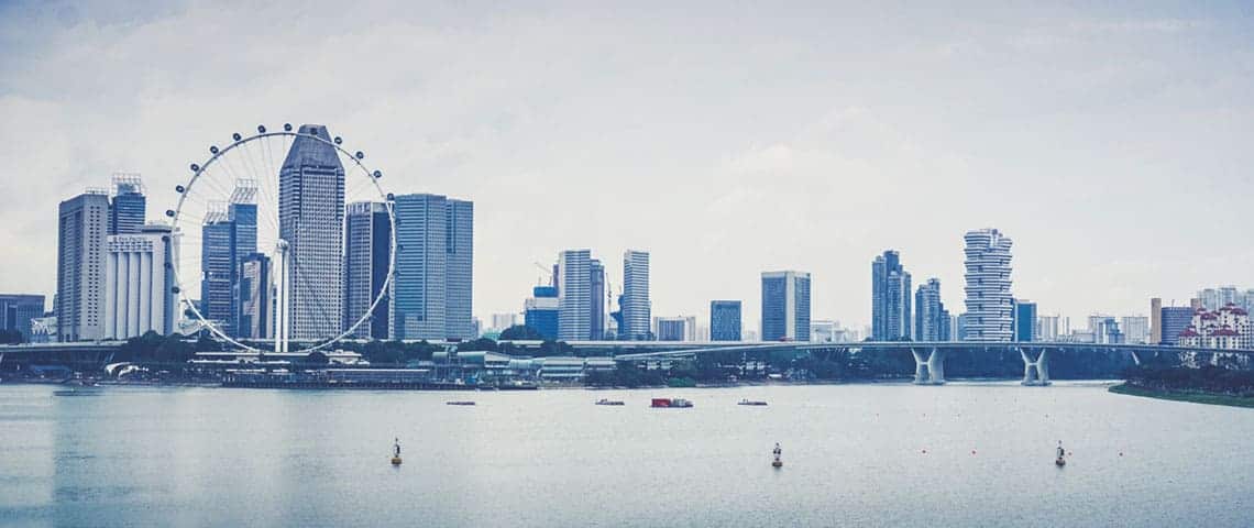 Skyline of Singapore day to night in Singapore