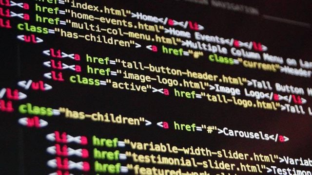 screenshot of html code