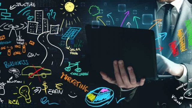 email marketing with man holding a laptop