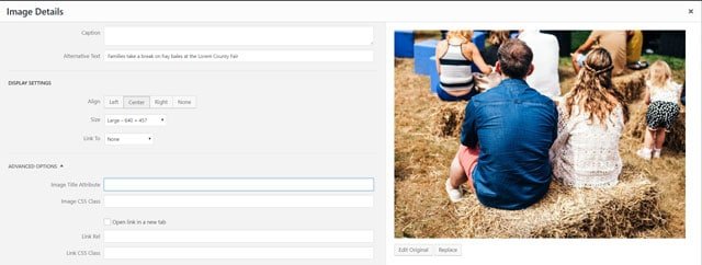 ALT tag example - Families take a break on hay bales at the Lorem County Fair