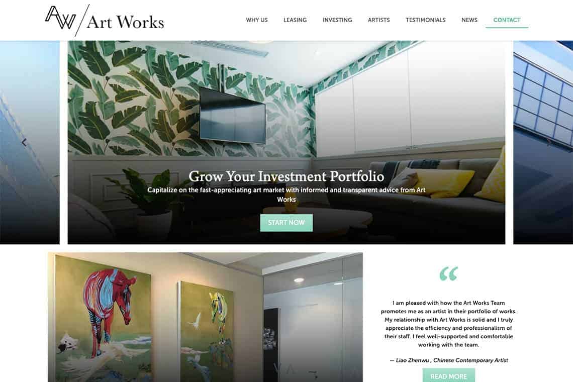 Artworks portfolio page screenshot