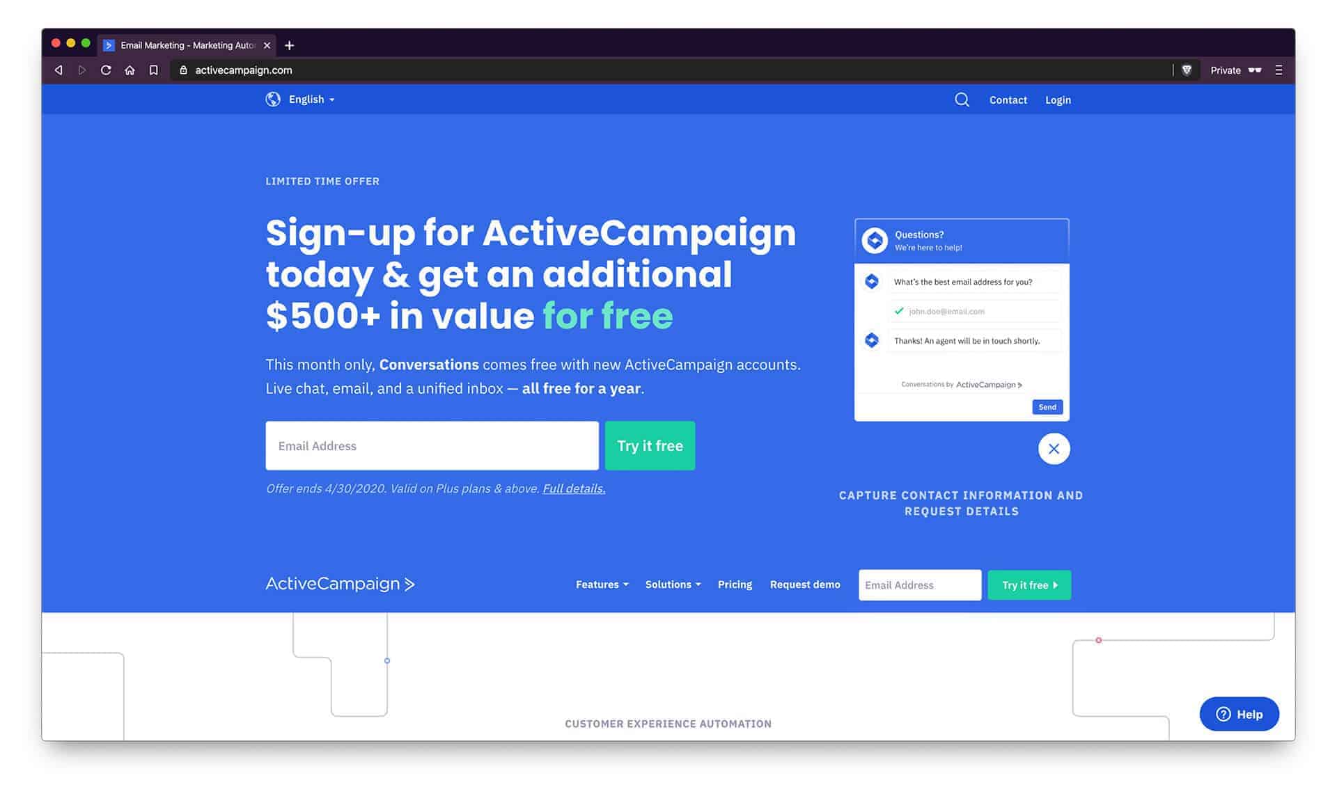 Active Campaign Homepage Screenshot | What Every Small Business Website Needs To Succeed Online 