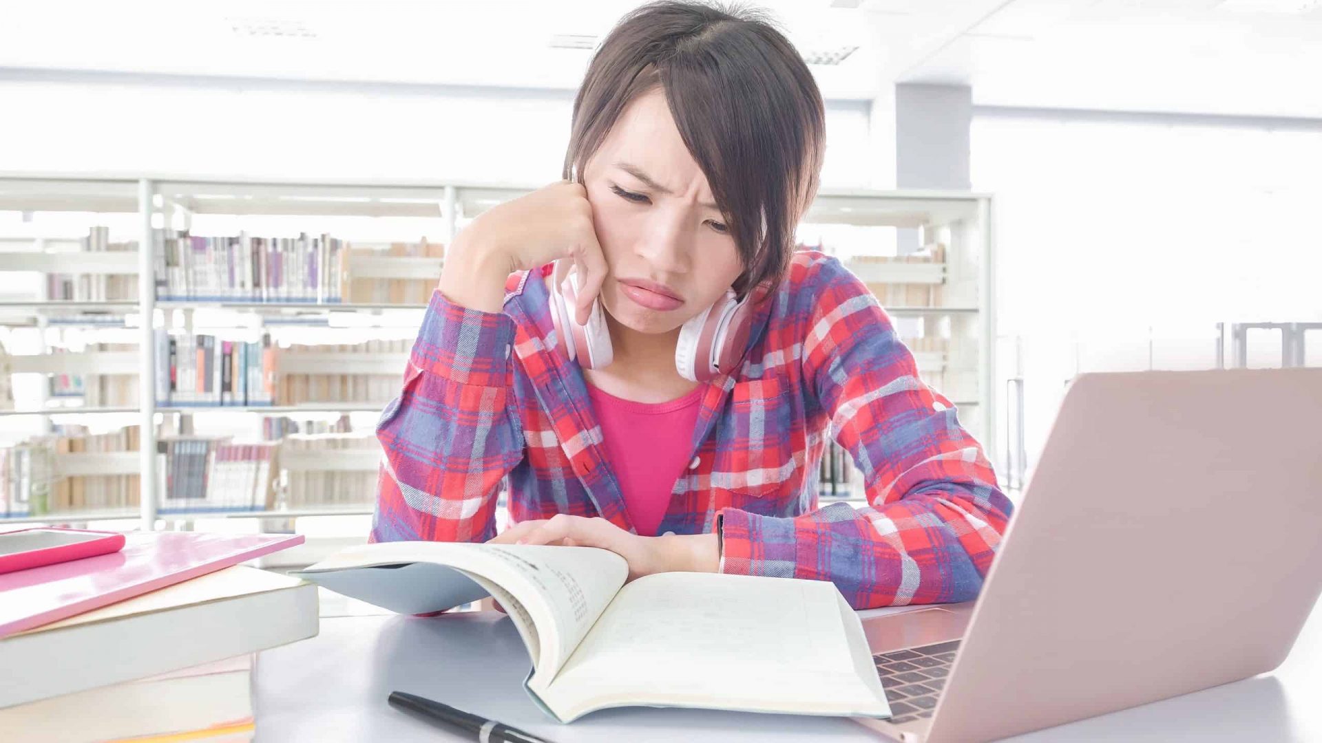 woman student in the library woman student in the library