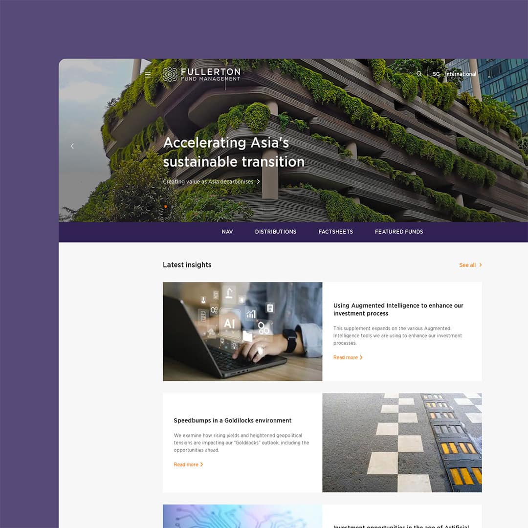 Portfolio website design for Fullerton Fund Management