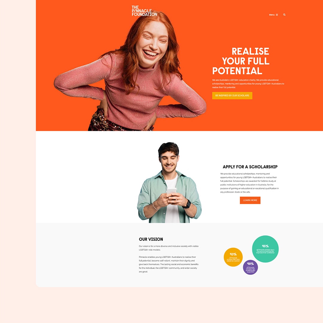 Portfolio website design for The Pinnacle Foundation