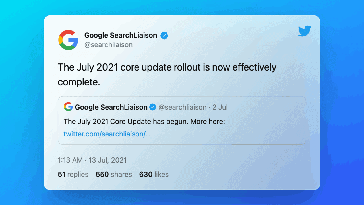 tweet by google searchliaison