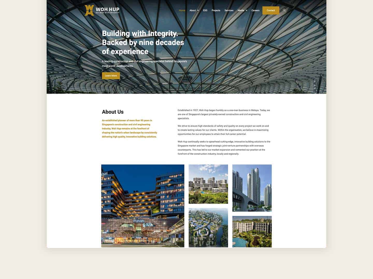 Portfolio website design for Woh Hup
