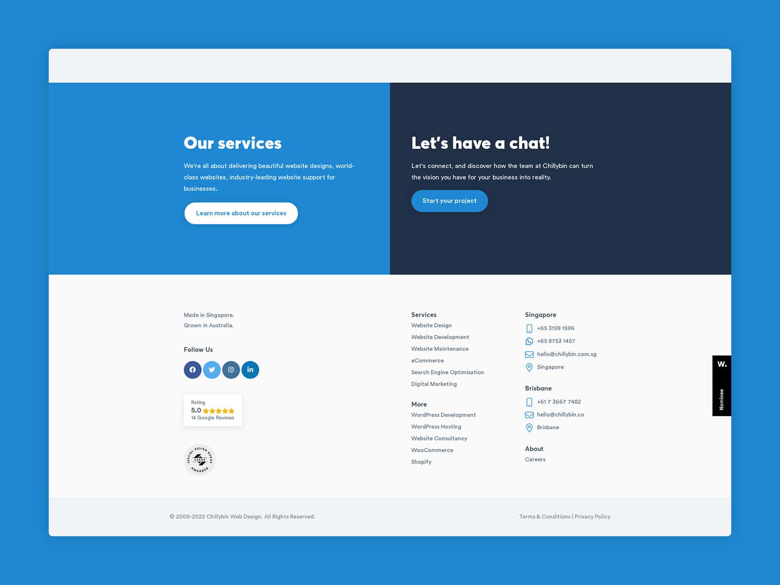 chillybin v8 call to action cta footer