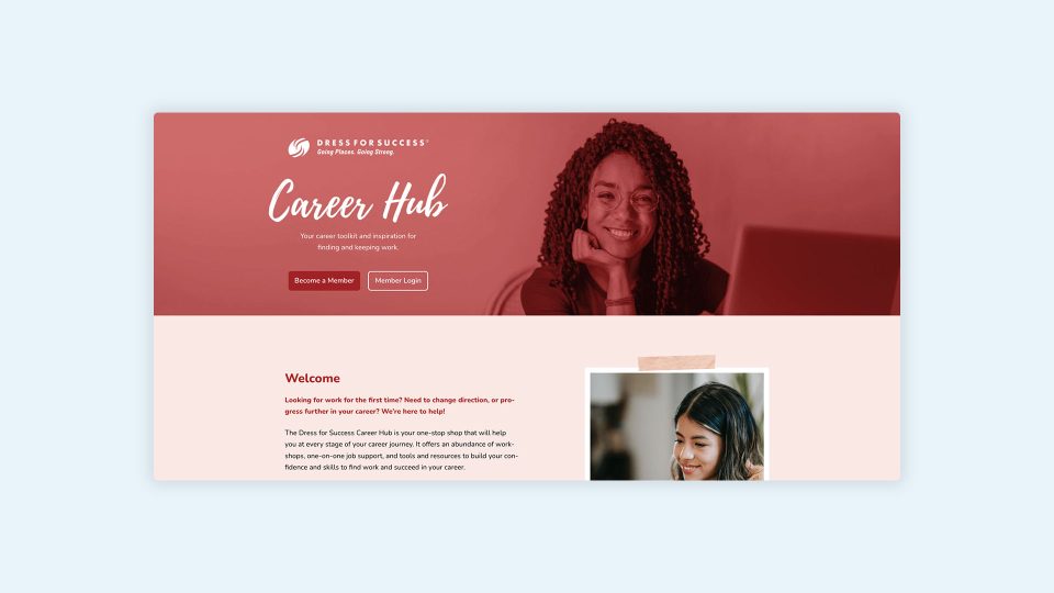 Membership website application for Dress for Success
