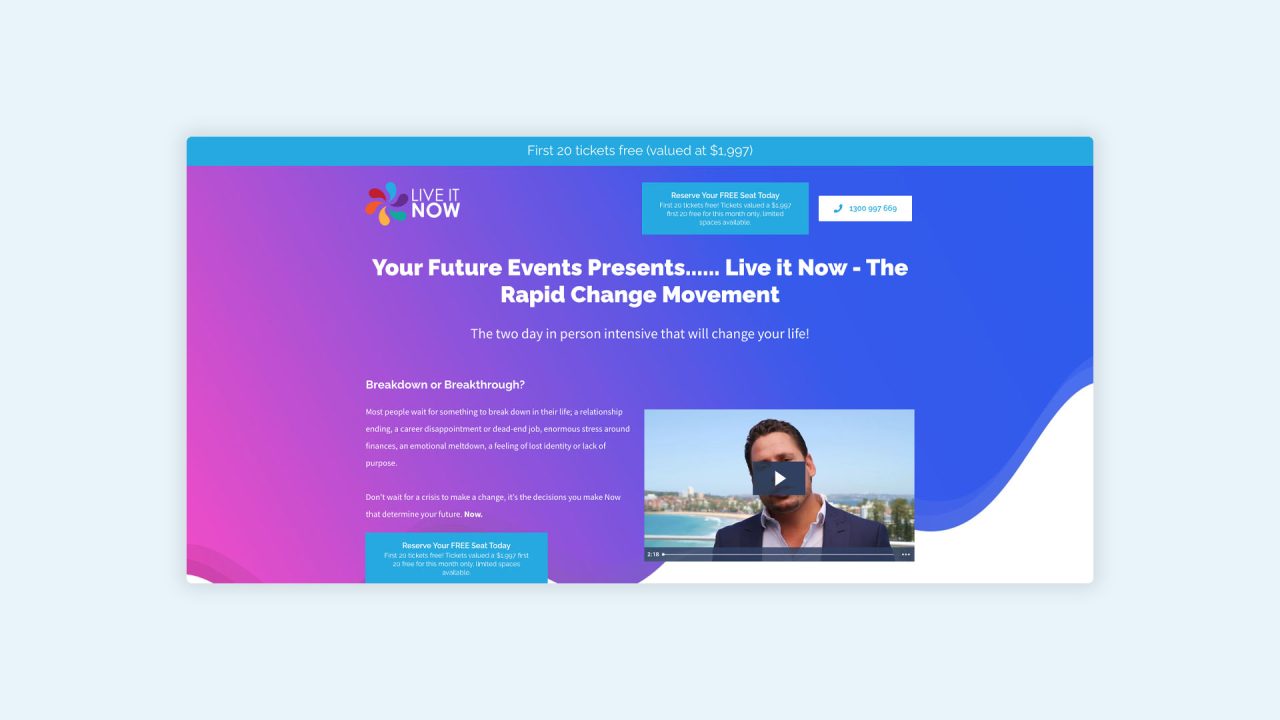 increase event attendance web design liveitnow